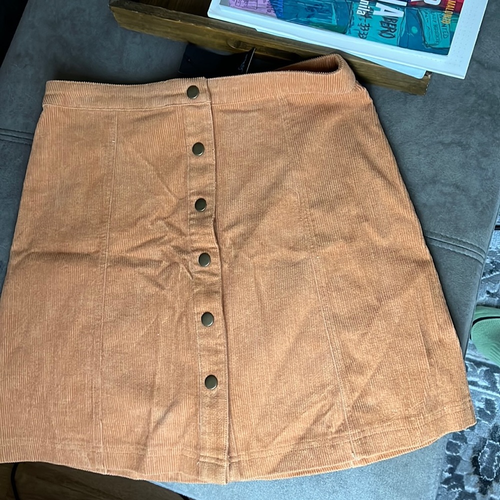 Corduroy Button-Front Skirt
